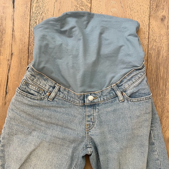 MAMA Slim Mom Ankle Jeans Small Pale Denim Blue Maternity Full Panel Pregnacy - Picture 6 of 7